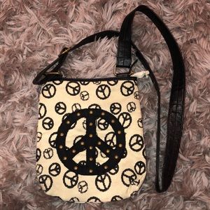 Peace sign cross body purse